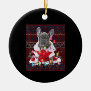 French Bulldog Christmas Lights Ugly Sweater Dog Ceramic Tree Decoration