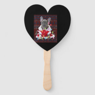 French Bulldog Christmas Lights Ugly Sweater Dog Hand Fan