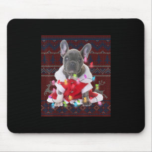 French Bulldog Christmas Lights Ugly Sweater Dog Mouse Pad