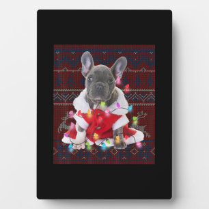 French Bulldog Christmas Lights Ugly Sweater Dog Plaque