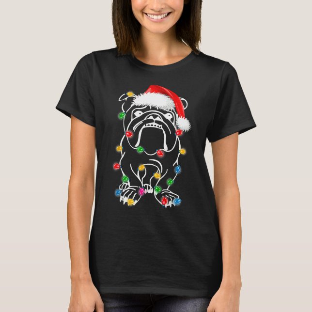 French Bulldog Christmas Lights Up Dog T-Shirt (Front)