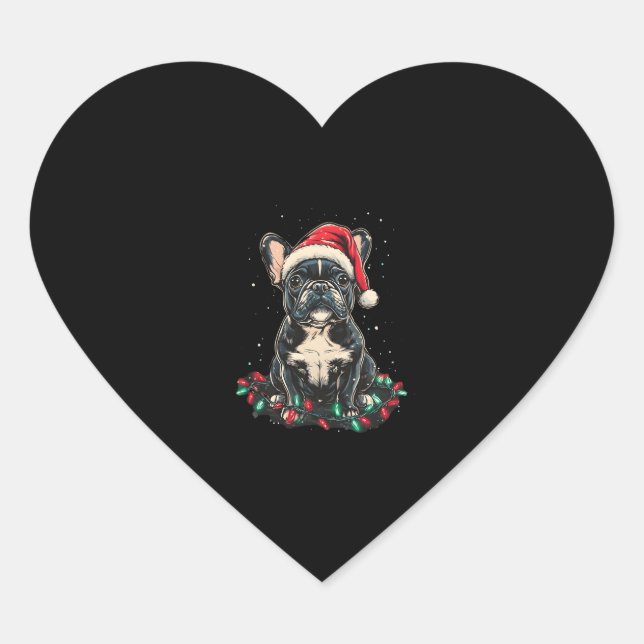 French Bulldog Christmas Lights Xmas Dogs Gifts Me Heart Sticker (Front)