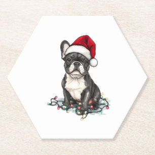 French Bulldog Christmas Lights Xmas Dogs Gifts Me Paper Coaster