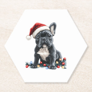 French Bulldog Christmas Lights Xmas Dogs Gifts Me Paper Coaster