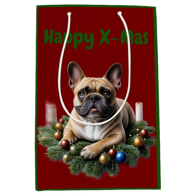 French Bulldog Christmas Medium Gift Bag (Front)