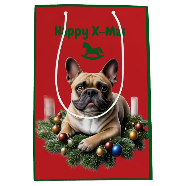 French Bulldog Christmas Medium Gift Bag (Front)