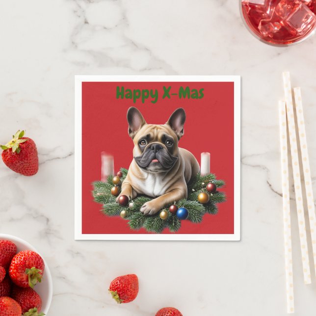 French Bulldog Christmas Napkin (Insitu)