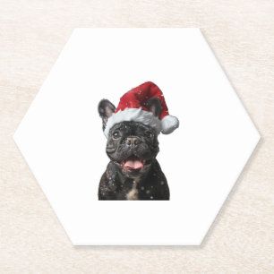 French Bulldog Christmas Paper Coaster