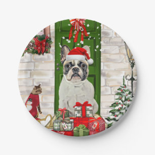 French Bulldog Christmas Paper Plate
