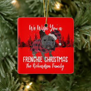 French Bulldog Christmas Personalized Dog Frenchie Ceramic Ornament