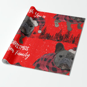 French Bulldog Christmas Personalized Dog Frenchie Wrapping Paper