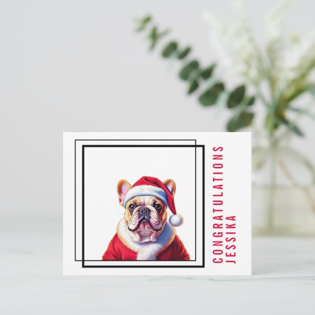 French Bulldog Christmas  Postcard (Standing Front)