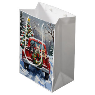 French Bulldog Christmas Red Truck Holiday Medium Gift Bag