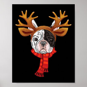 French Bulldog Christmas Reindeer Antlers Xmas  Poster