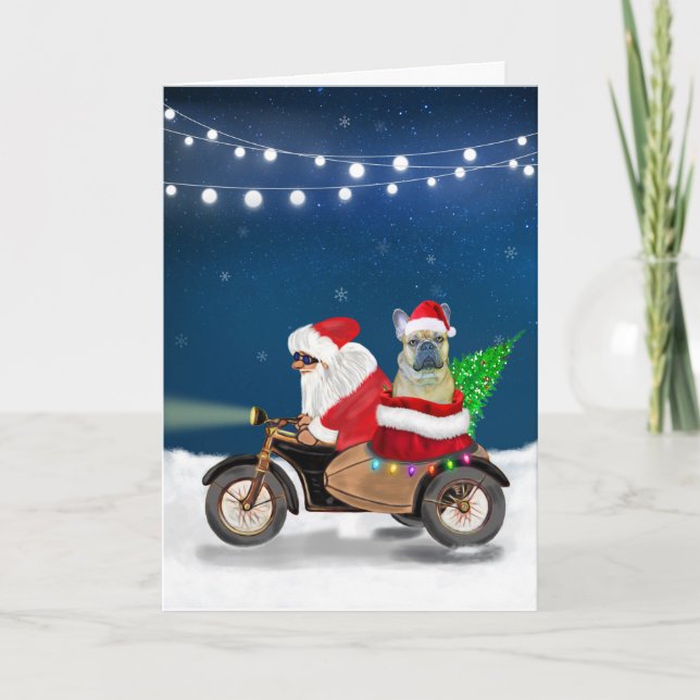 French Bulldog Christmas Santa Claus   Card (Front)