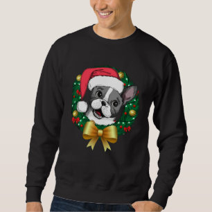 French Bulldog Christmas Santa Xmas Wreath Tree Sweatshirt