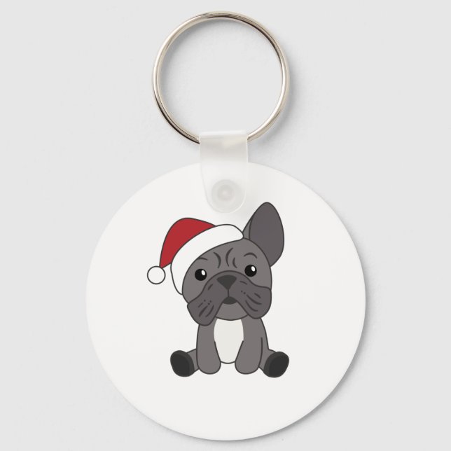 French Bulldog Christmas Snow Winter Animals Key Ring (Front)