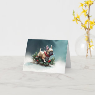 French Bulldog Christmas snow winter Card