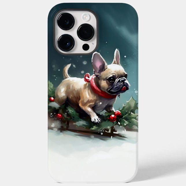 French Bulldog Christmas snow winter  Case-Mate iPhone Case (Back)
