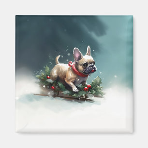 French Bulldog Christmas snow winter Magnet