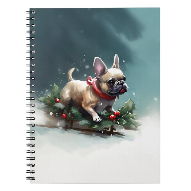 French Bulldog Christmas snow winter  Notebook (Front)