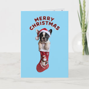 French Bulldog Christmas Stocking Card