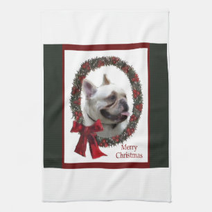 French Bulldog Christmas Tea Towel