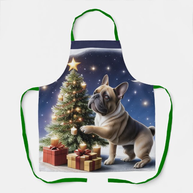 French Bulldog Christmas Tree Bulldog Apron (Front)