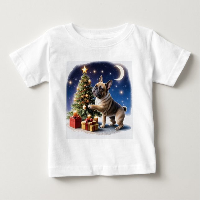 French Bulldog Christmas Tree Bulldog Baby T-Shirt (Front)