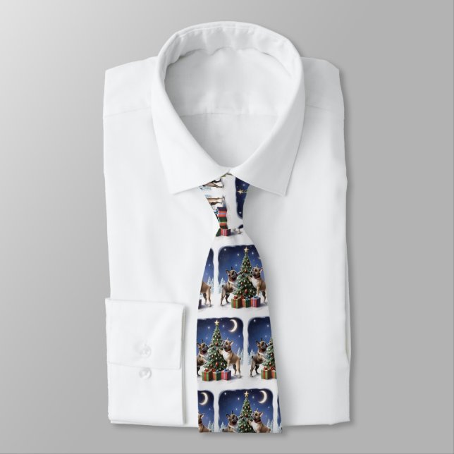 French Bulldog Christmas Tree Bulldog Tie (Tied)