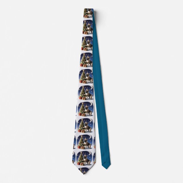 French Bulldog Christmas Tree Bulldog Tie (Front)