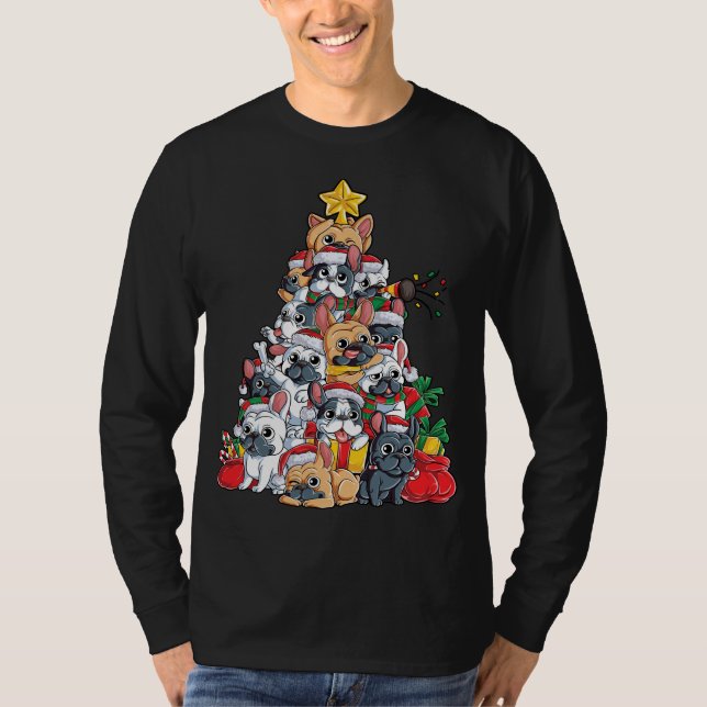 French Bulldog Christmas Tree Dog Santa Xmas Dogma T-Shirt (Front)
