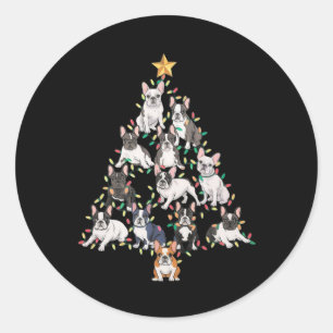 French Bulldog Christmas Tree Frenchie Dog Xmas Pa Classic Round Sticker