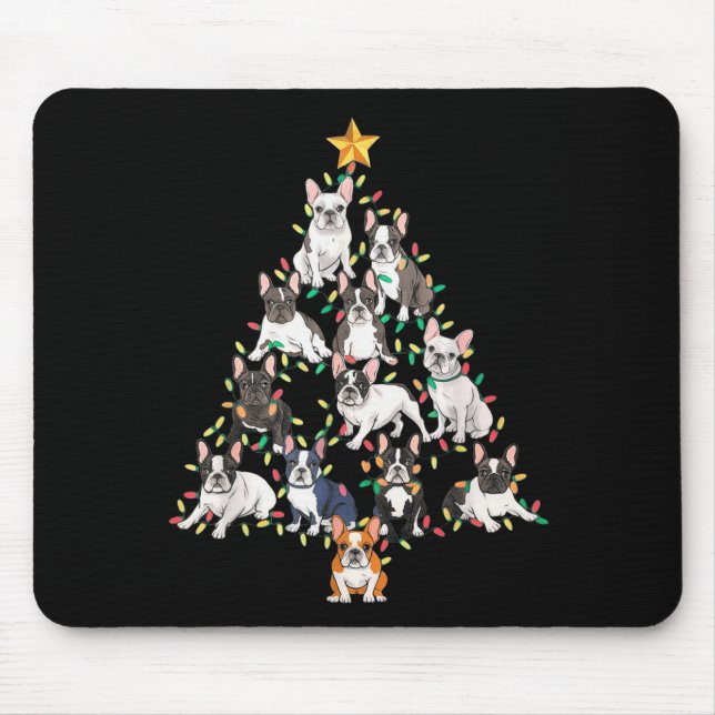 French Bulldog Christmas Tree Frenchie Dog Xmas Pa Mouse Pad (Front)