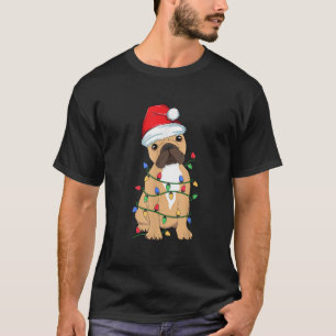 French Bulldog Christmas Tree Light Santa Dog Love T-Shirt