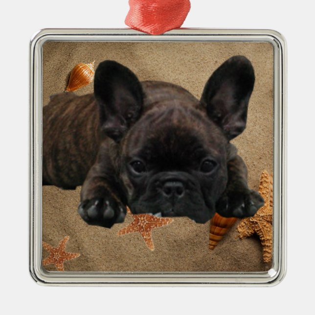 French bulldog Christmas tree ornament (Front)