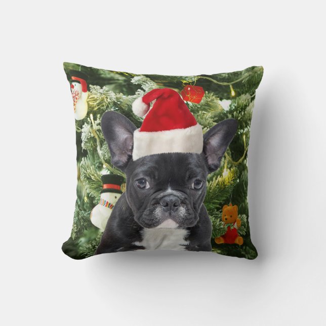 French Bulldog Christmas Tree Ornaments Snowman Cushion (Front)