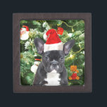 French Bulldog Christmas Tree Ornaments Snowman Gift Box<br><div class="desc">Cute French Bulldog with Christmas Tree Ornaments Snow Man in background.</div>