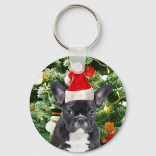 French Bulldog Christmas Tree Ornaments Snowman Key Ring