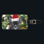 French Bulldog Christmas Tree Ornaments Snowman Luggage Tag<br><div class="desc">Cute French Bulldog with Christmas Tree Ornaments Snow Man in background.</div>