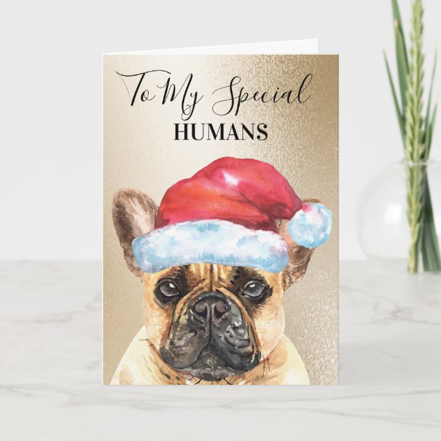 French Bulldog Christmas wish to humans cute Card (Front)