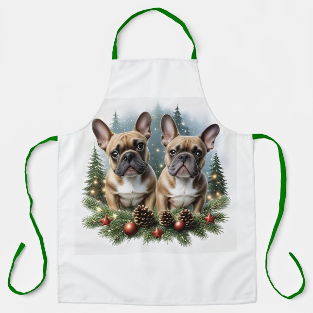 French Bulldog Christmas Wreath Bulldog Apron (Front)