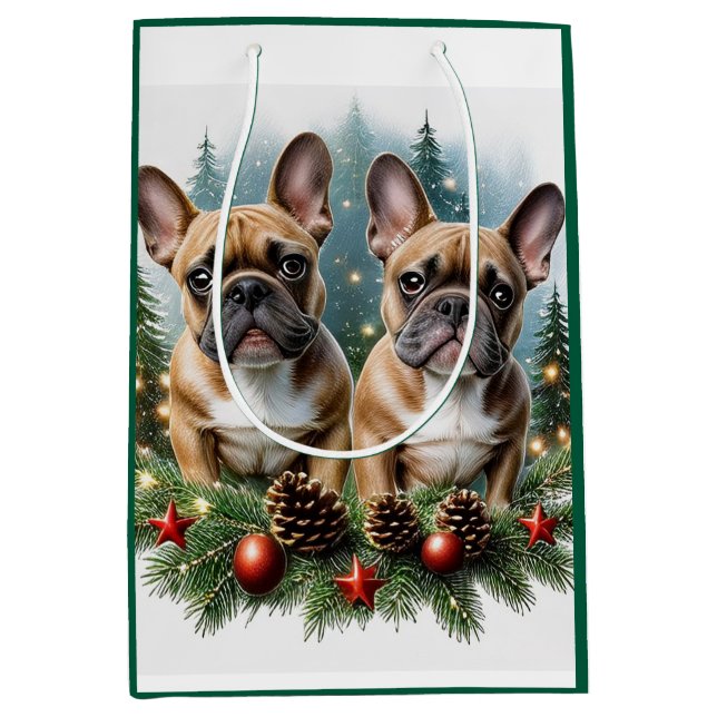 French Bulldog Christmas Wreath Bulldog Medium Gift Bag (Front)