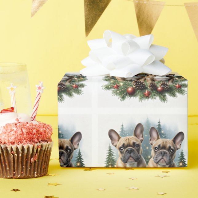 French Bulldog Christmas Wreath Bulldog Wrapping Paper (Birthday Party)