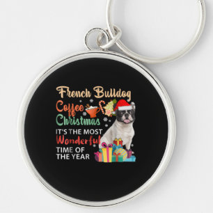 French Bulldog Coffee Christmas It's Wonderful Key Ring