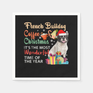 French Bulldog Coffee Christmas It's Wonderful Napkin