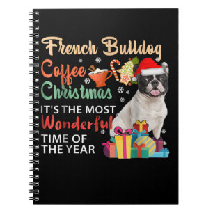 French Bulldog Coffee Christmas It's Wonderful Notebook