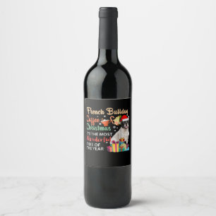 French Bulldog Coffee Christmas It's Wonderful Wine Label