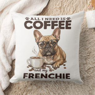 French Bulldog Coffee Frenchie Dog Cushion