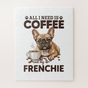 French Bulldog Coffee Frenchie Dog Jigsaw Puzzle